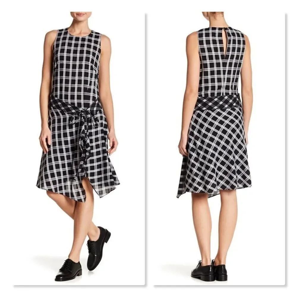 ✨ RAG & BONE ✨ Brighton Plaid Tank Wrap Skirt Dress - [XS, Black & White]